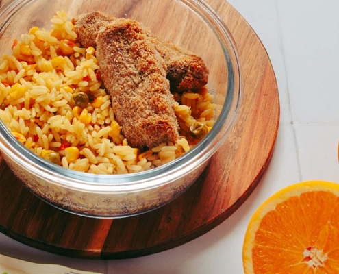 Arroz Pronto Primavera com croquetes